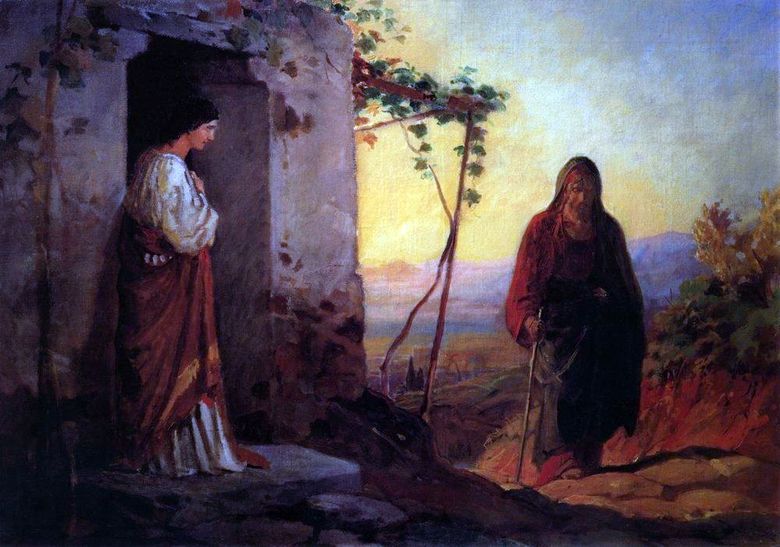 Marie, la sœur de Lazare, rencontre Jésus Christ en allant chez eux   Nikolai Ge