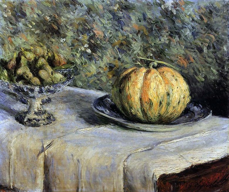Melon et vase avec dates   Gustave Caillebotte