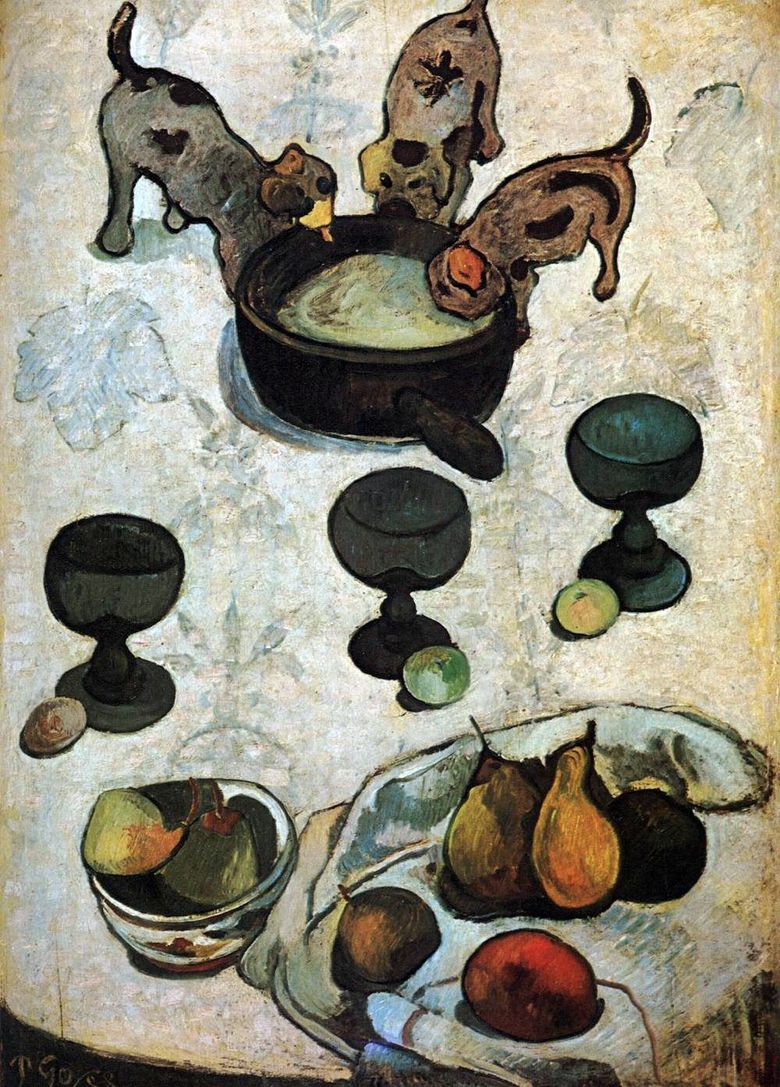 Nature morte avec trois chiots   Paul Gauguin