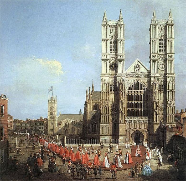 Abbaye de Westminster et procession des chevaliers   Antonio Canaletto