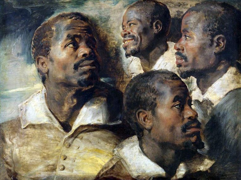 Quatre esquisses dune tête africaine   Peter Rubens