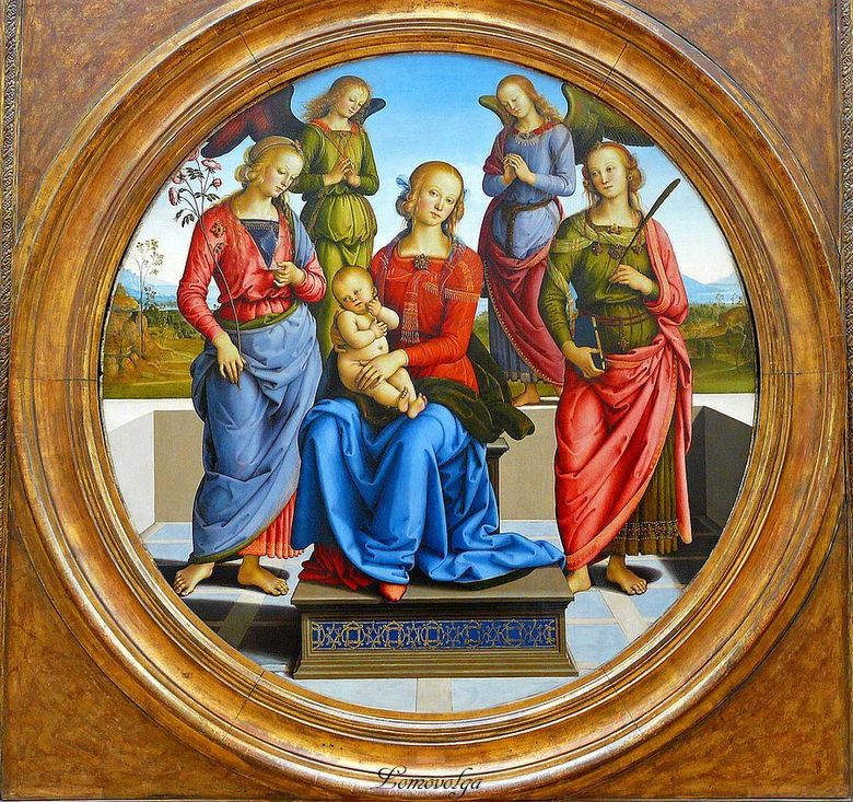 Vierge à lenfant entourée danges, sv. Roses et St. Catherine   Pietro Perugino