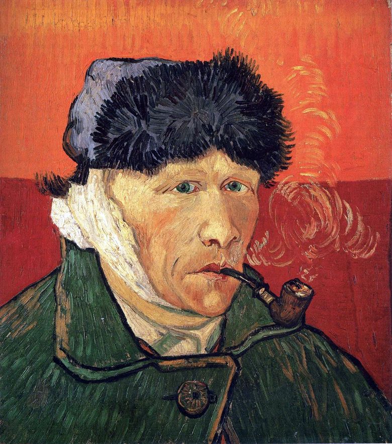 Autoportrait avec oreille bandée et tube   Vincent Van Gogh
