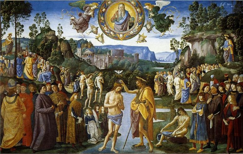 Baptême de fresque du Christ   Pietro Perugino