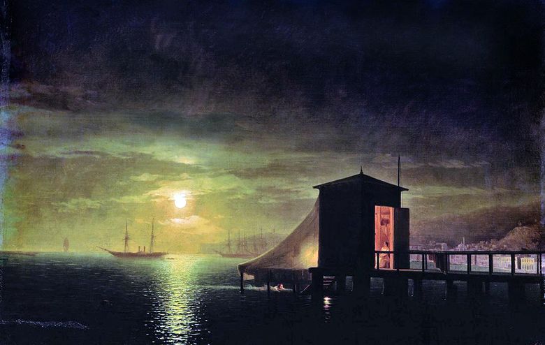 Nuit au clair de lune. Bains publics à Feodosia   Ivan Aivazovsky