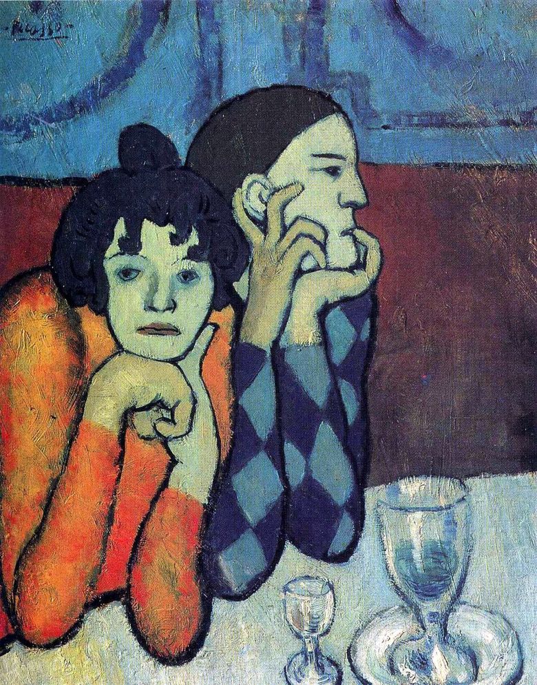 Arlequin et sa petite amie   Pablo Picasso