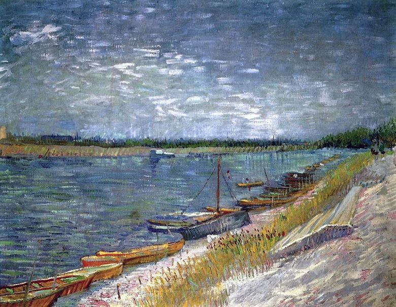 Vue sur la rivière avec des bateaux à rames   Vincent Van Gogh