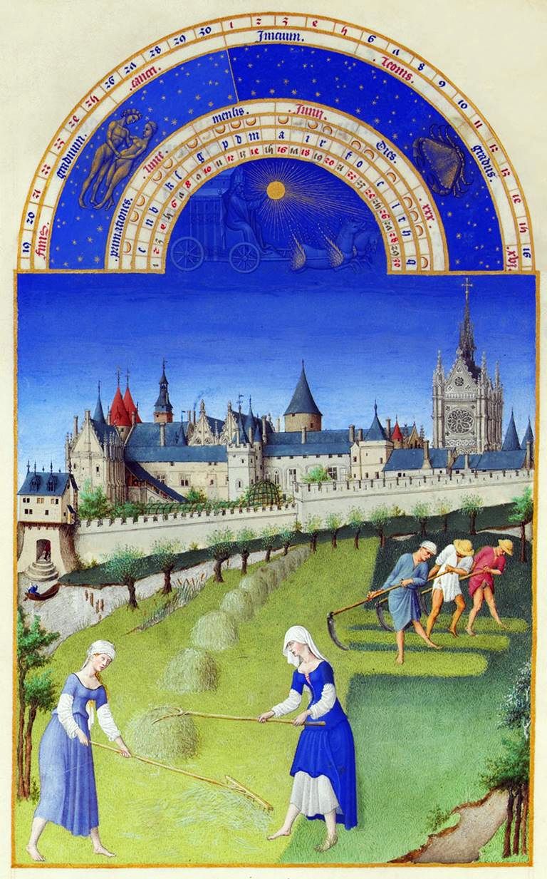 Le magnifique livre horaire du duc de Berry. Juin Fenaison   Les frères du Limbourg