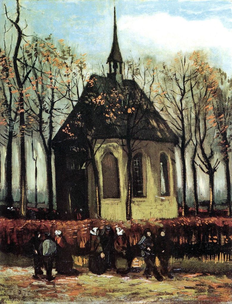 Sortez de léglise protestante de Nuenen   Vincent Van Gogh