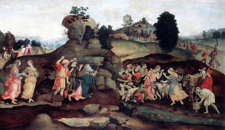 Moïse extrayant de leau dun rocher   Filippino Lippi