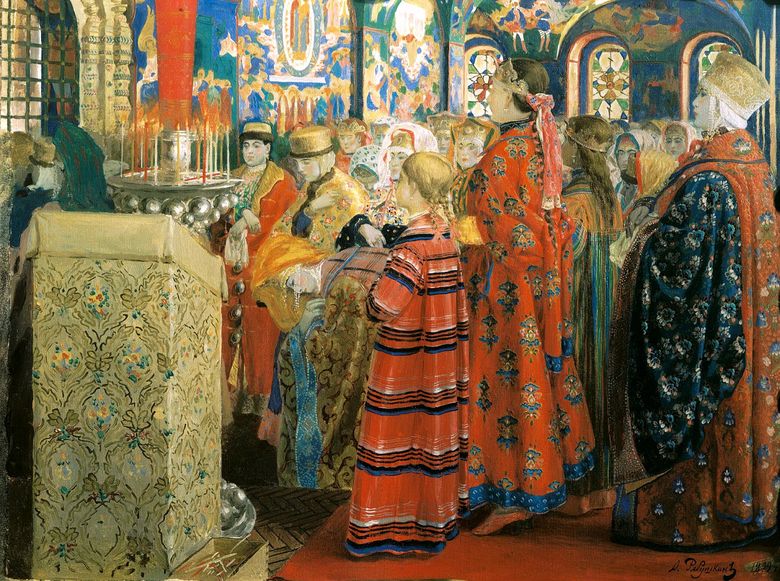 Femmes russes du XVIIe siècle dans léglise   Andrei Petrovich Ryabushkin