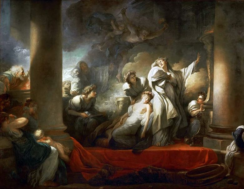 Le prêtre Korez se sacrifie pour Kalliroi   Jean Honore Fragonard