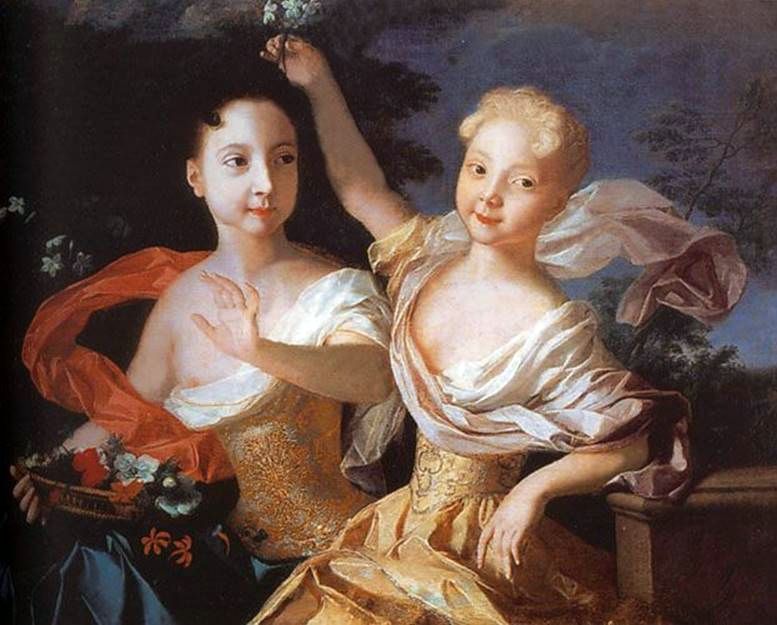 Portrait de la princesse Anna Petrovna et Elizabeth Petrovna   Louis Caravac