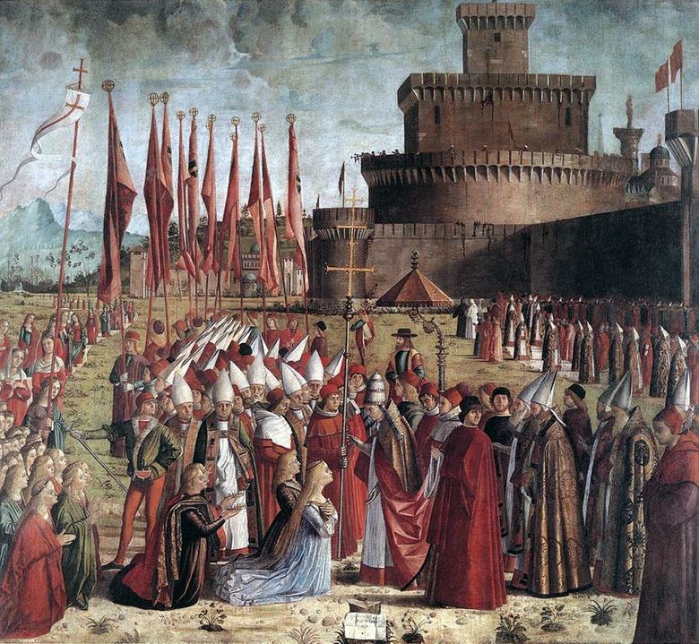 La rencontre de sainte Ursule et des pèlerins avec le pape Kyriakos   Vittore Carpaccio
