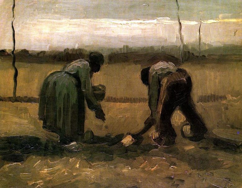 Paysanne et paysanne plantant des pommes de terre   Vincent Van Gogh