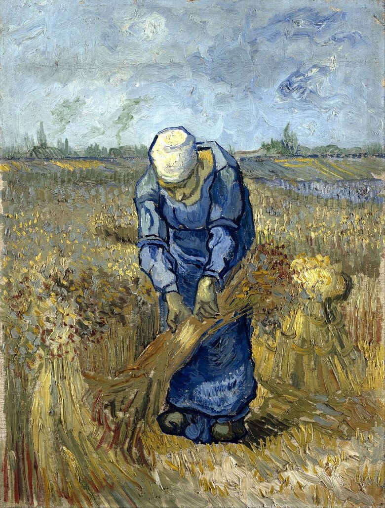 Une paysanne tricote des gerbes (Millé)   Vincent Van Gogh