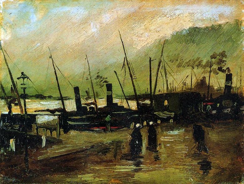 Embankment with Ships in Antwerp   Vincent Van Gogh