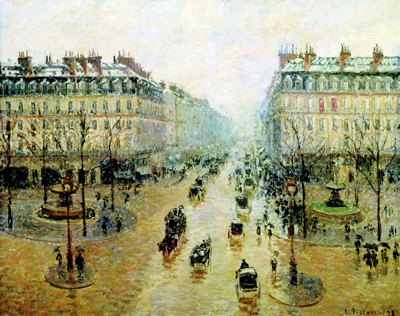 Passage dopéra à Paris. Effet neige. Matin   Camille Pissarro