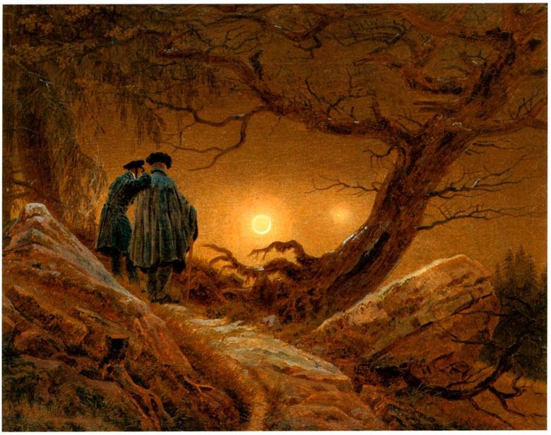 Deux contemplant la lune   Caspar David Friedrich