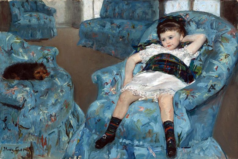Fille dans une chaise bleue   Mary Cassatt