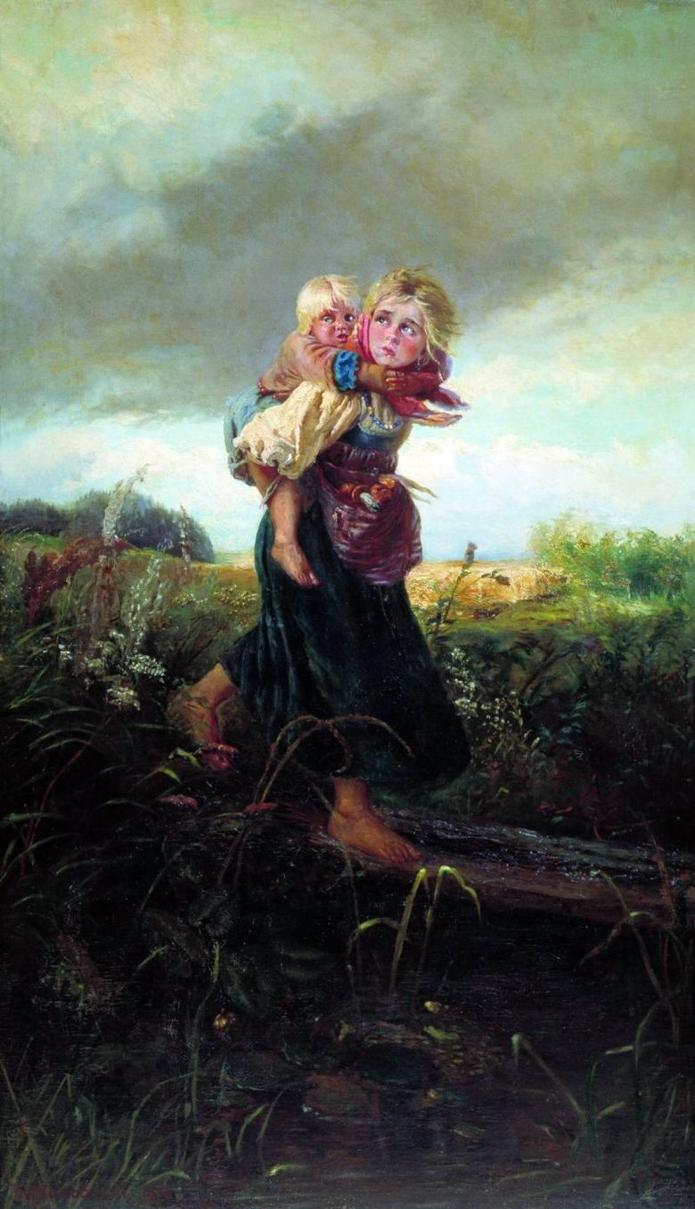 Enfants fuyant un orage   Konstantin Makovsky