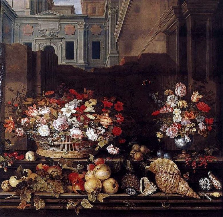 Nature morte avec fleurs, fruits et coquillages   Balthazar van der Ast