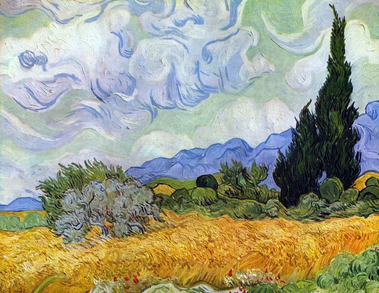 Champ de blé aux cyprès   Vincent Van Gogh