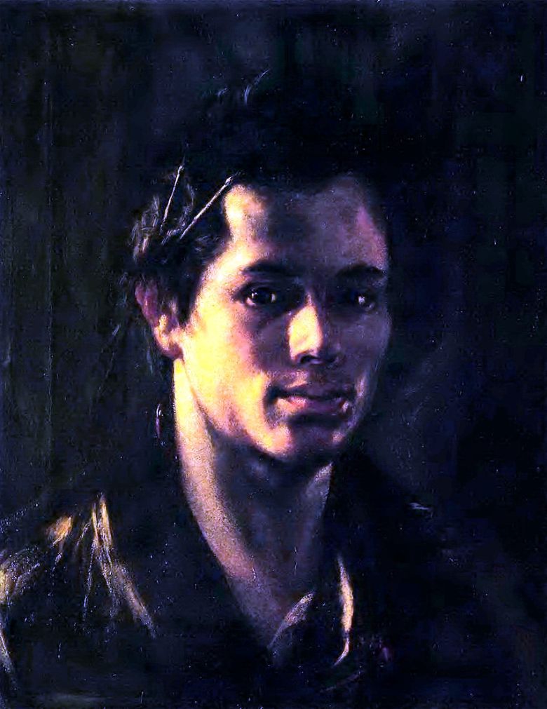 Autoportrait avec des glands derrière loreille   Orest Kiprensky