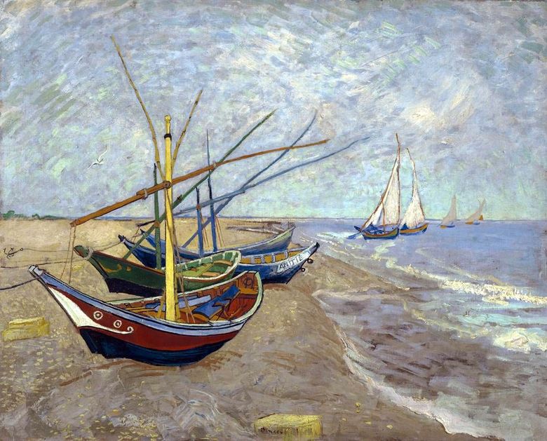 Bateaux de pêche sur la plage de Sainte Marie   Vincent Van Gogh