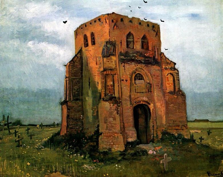 Vieux clocher de léglise à Nuenen (cimetière paysan)   Vincent Van Gogh