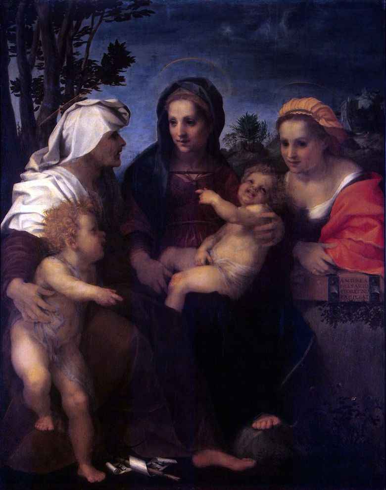 Vierge à lenfant avec les saints Catherine, Elizabeth et Jean Baptiste   Andrea del Sarto