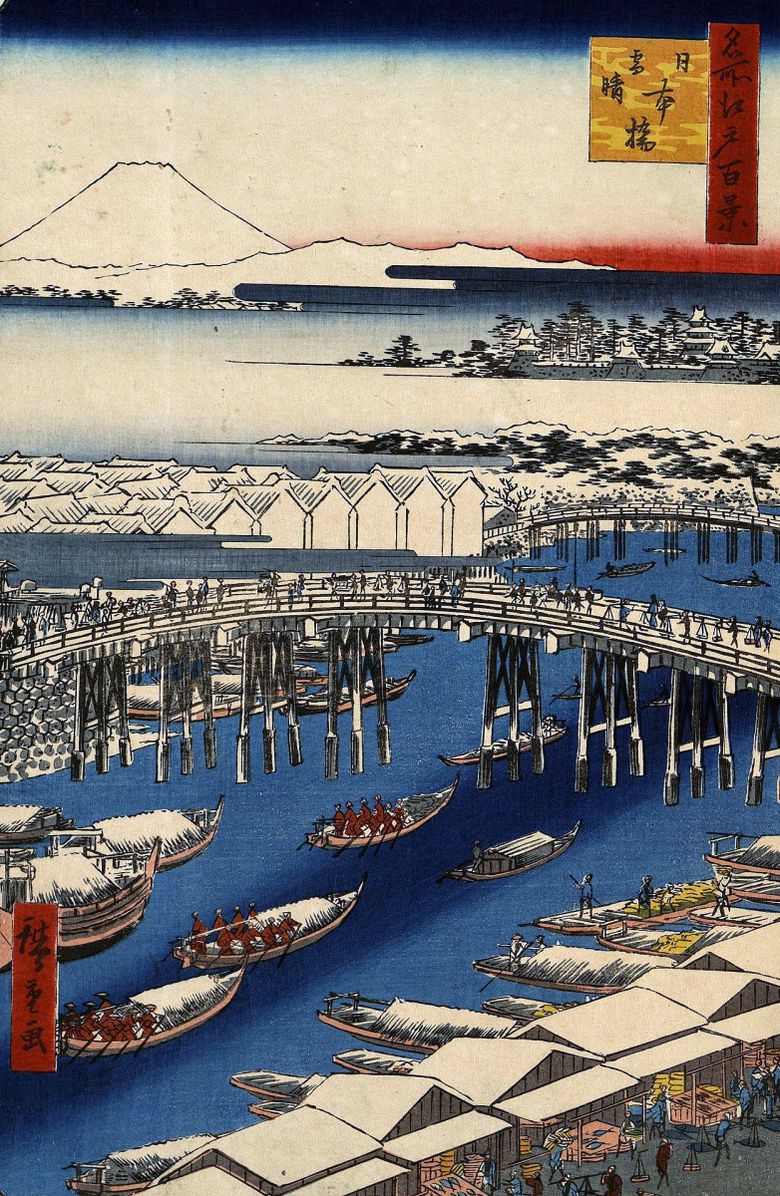 Pont de Nihonbashi par temps clair après les chutes de neige   Utagawa Hiroshige