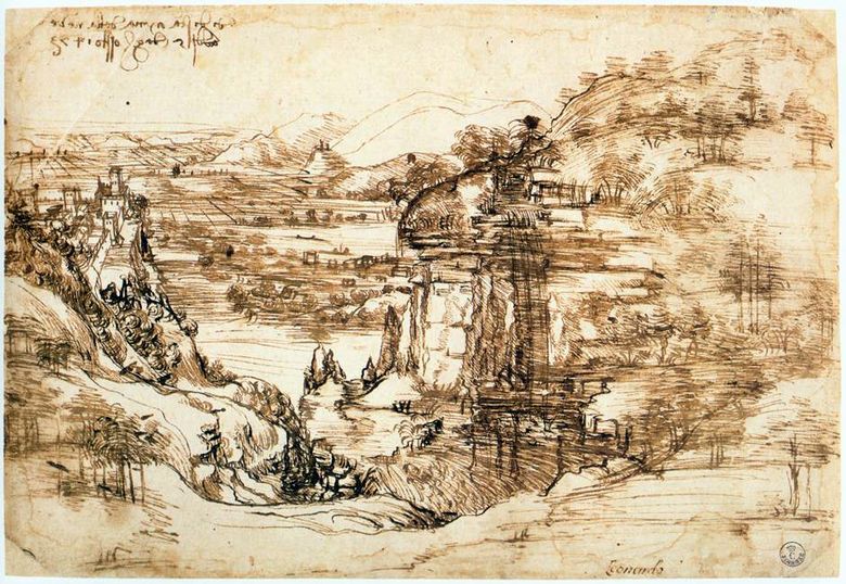 Paysage dArno   Léonard de Vinci