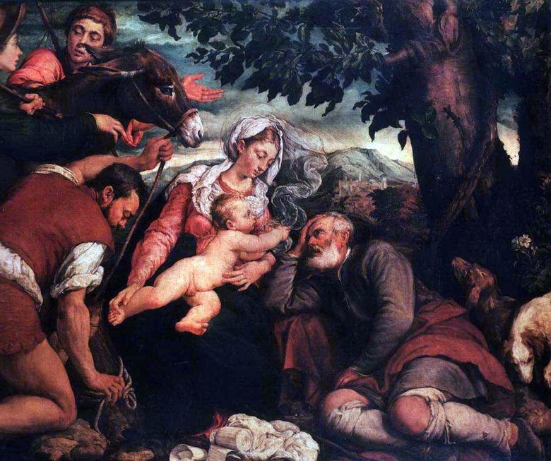 Repos pendant la fuite en Egypte   Jacopo Bassano