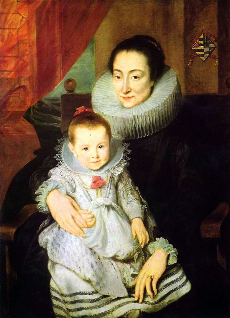 Portrait de Maria Clarissa, épouse de Jan Voverius, avec un enfant   Anthony Van Dyck