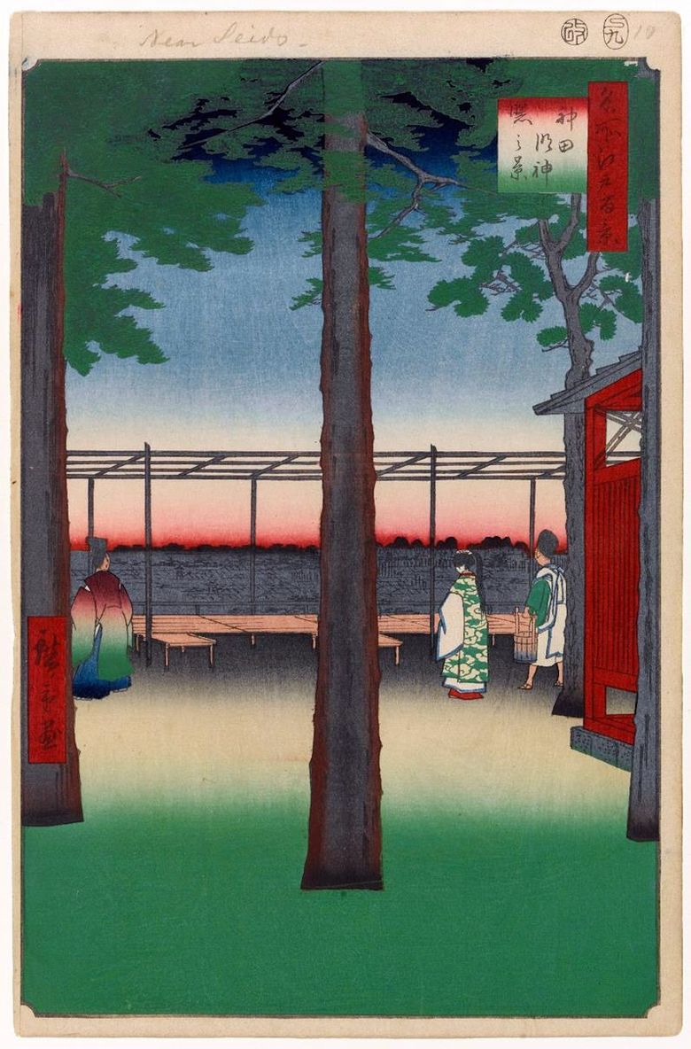 Sanctuaire de Kanda Majin à laube   Utagawa Hiroshige