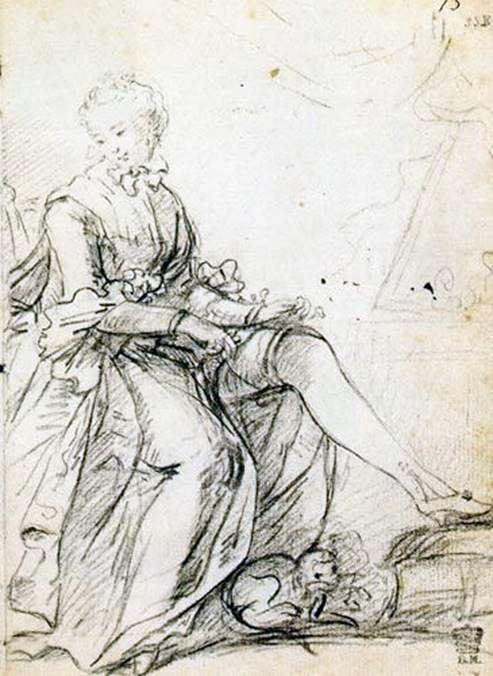 Femme ajustant la jarretière   Joshua Reynolds