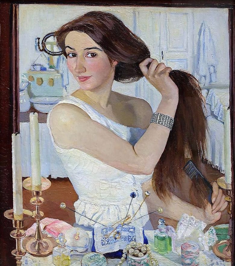 Autoportrait (derrière les toilettes)   Zinaida Serebryakova