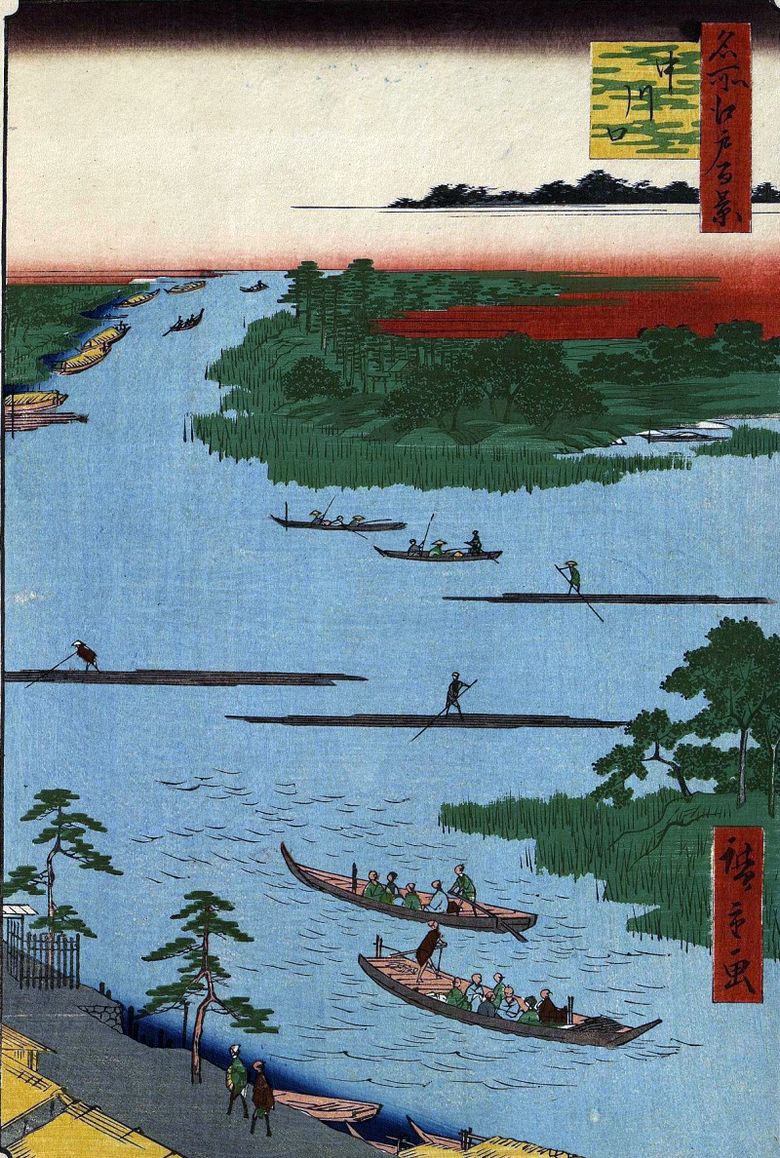 Lembouchure de la rivière Nakagawa   Utagawa Hiroshige