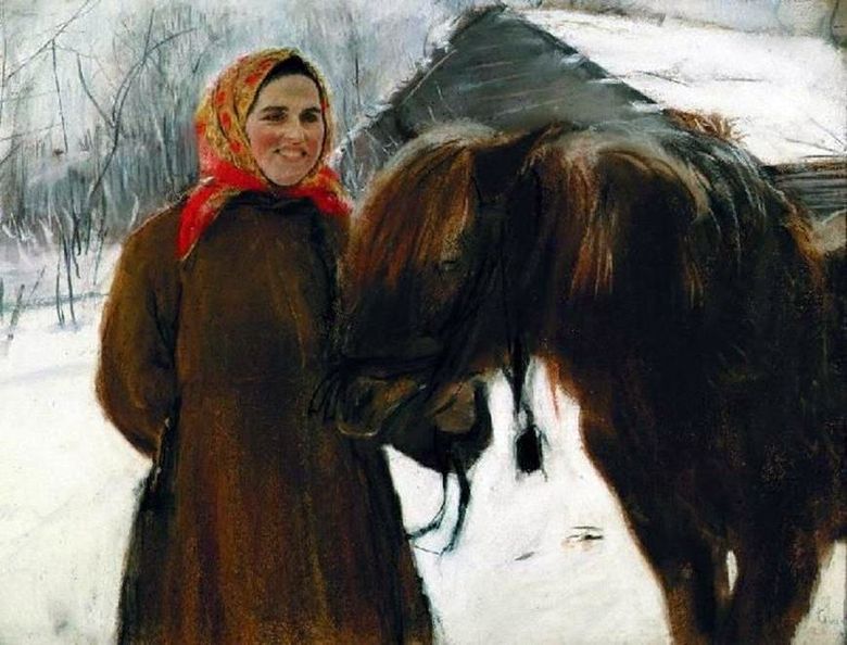 Une femme avec un cheval   Valentin Serov