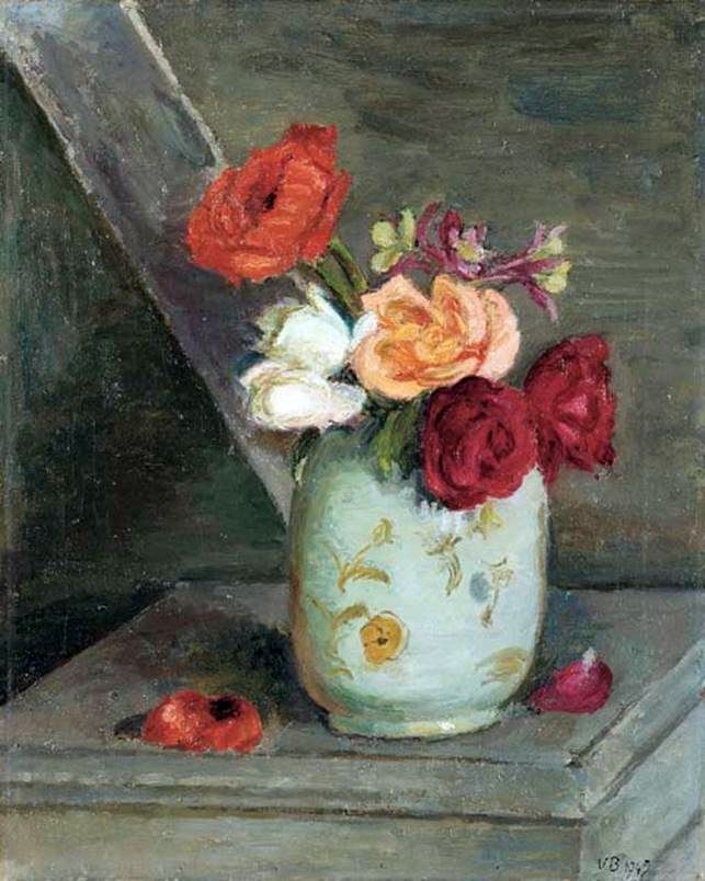 Roses dans un vase chinois   Vanessa Bell