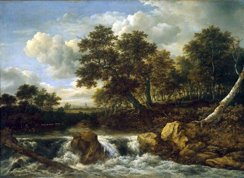 Paysage avec une cascade   Jacob van Reisdal