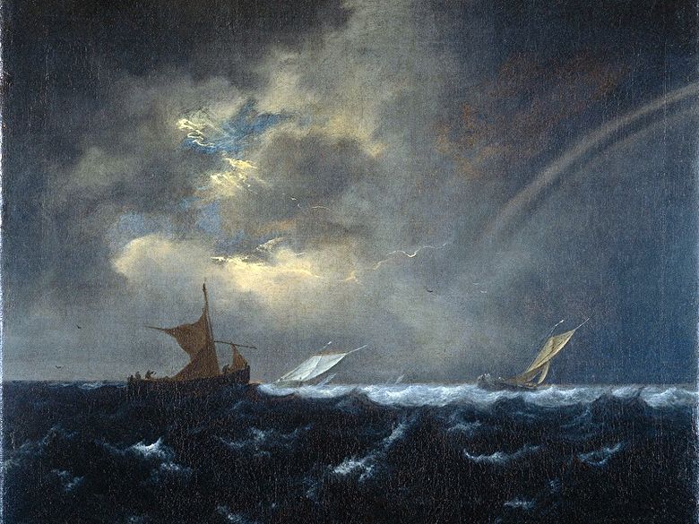 Arc en ciel dans la mer orageuse   Jacob van Ruisdal