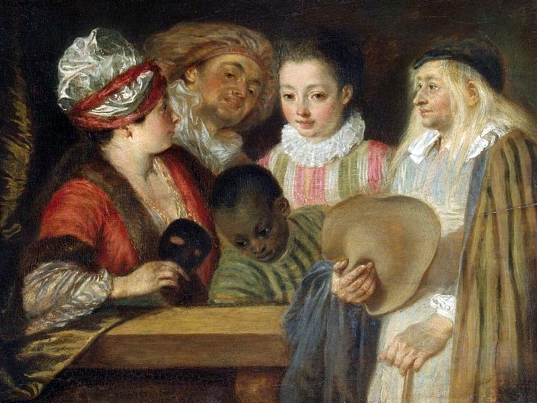 Comédiens français (Retour du bal, mascarade)   Jean Antoine Watteau