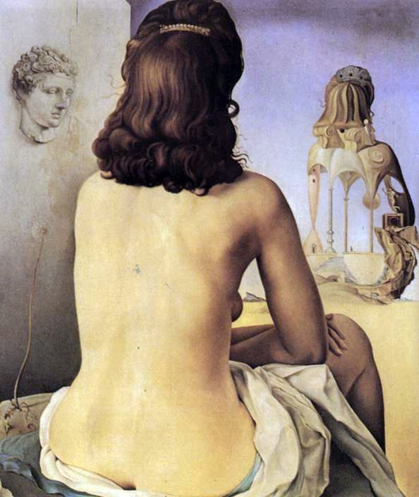 Ma femme, nue, regarde son propre corps   Salvador Dali