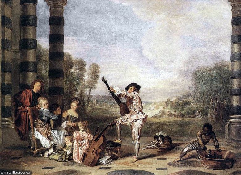 Soirée musicale au Théâtre dété   Jean Antoine Watteau