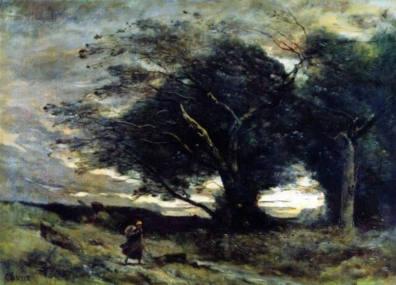 Rafale de vent   Camille Corot