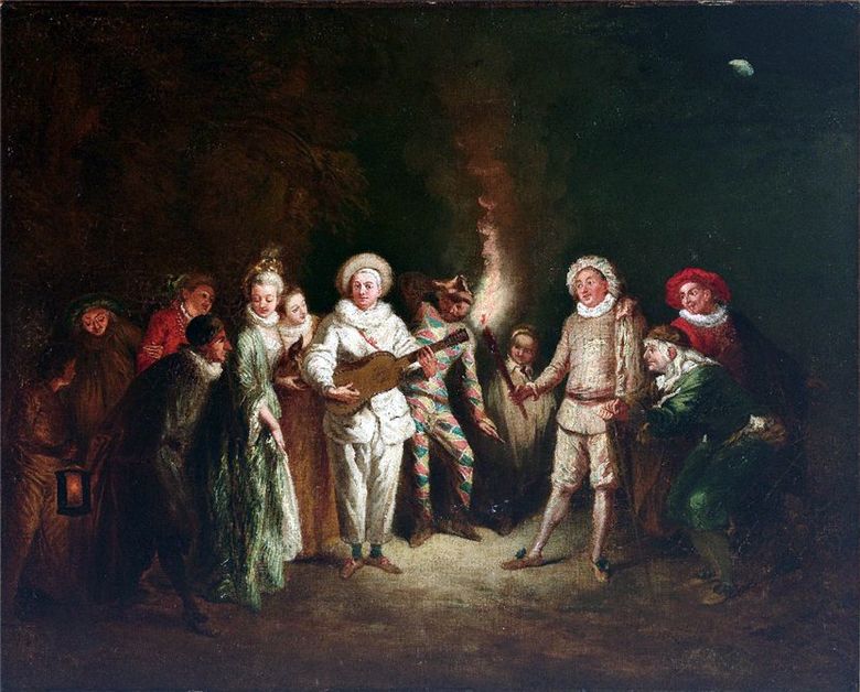 Scène de théâtre italien   Jean Antoine Watteau
