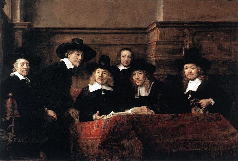 Portrait du syndicat de latelier des ménages en tissu   Rembrandt Harmenszoon Van Rijn