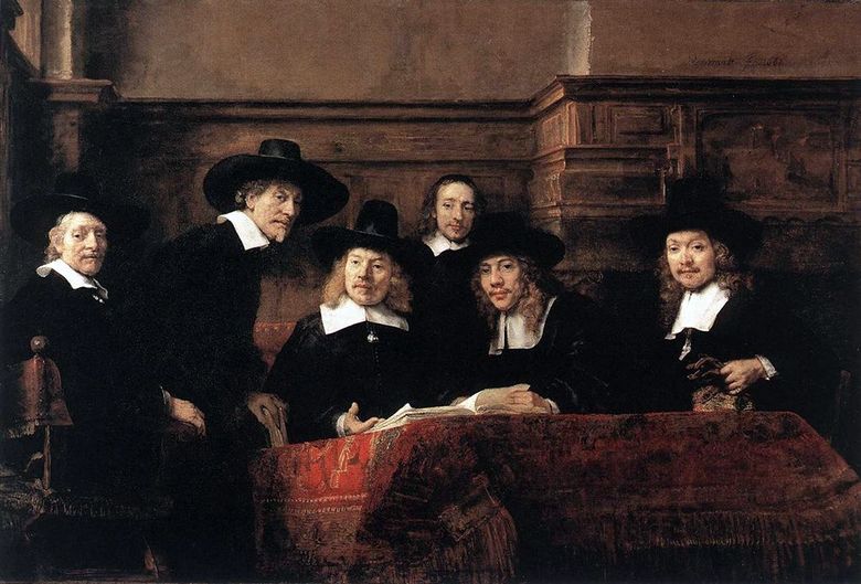 Syndics de la boutique de tissus   Rembrandt Harmenszoon Van Rijn